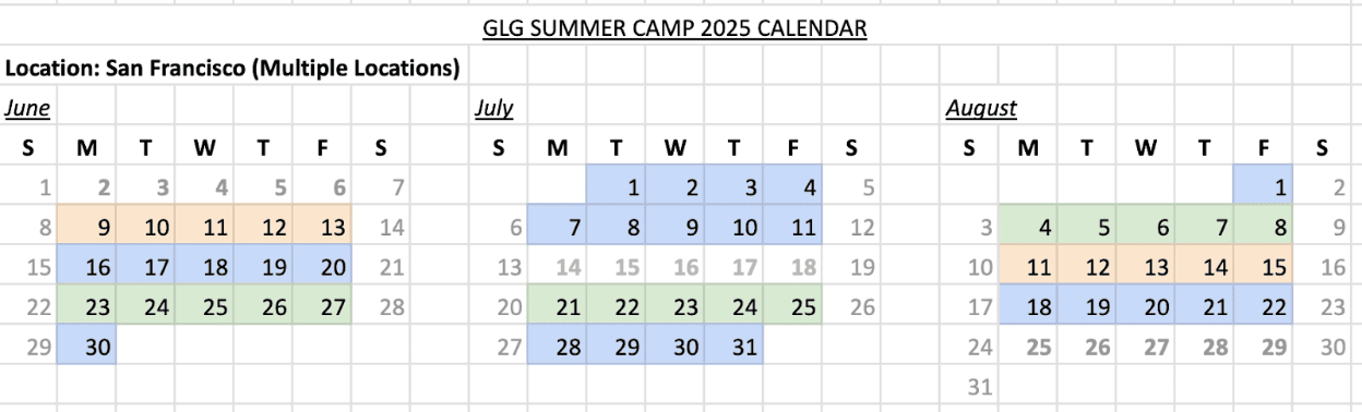 GLG Soccer Summer Camps June July and August 2025